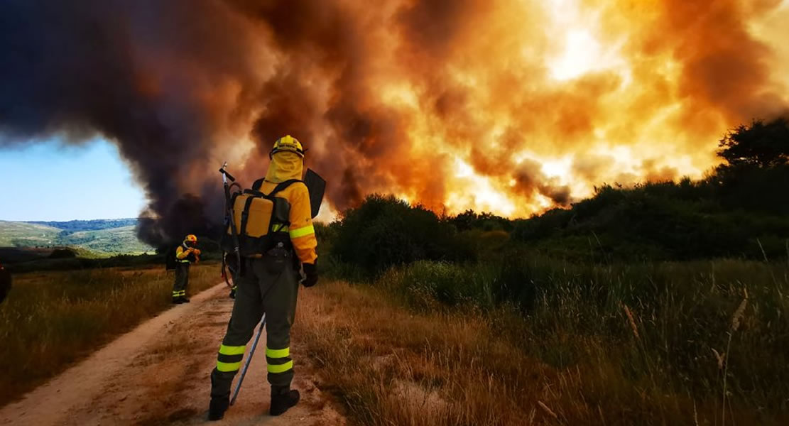 Incendio forestal en Cualedro