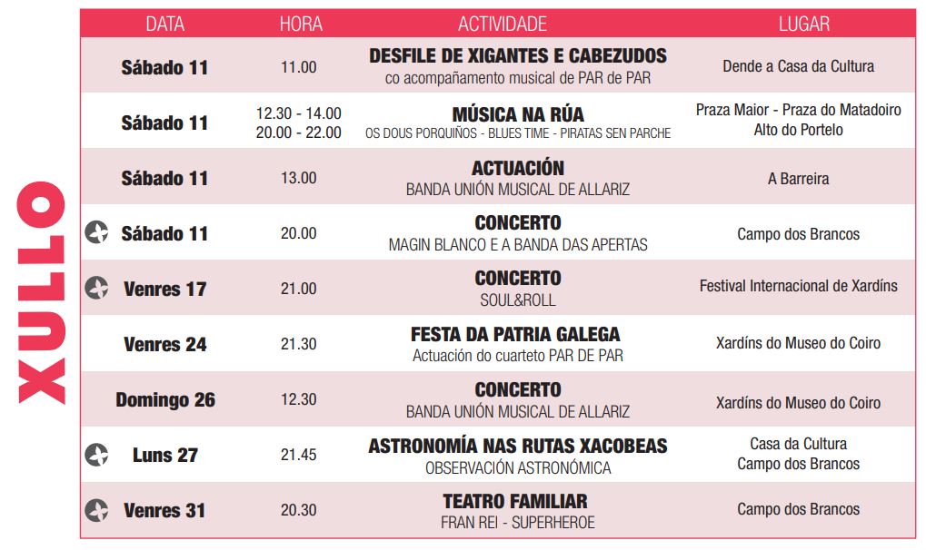 Programación Cultural de Allariz para el verano de 2020 2 Programación cultural de Julio del concello de Allariz