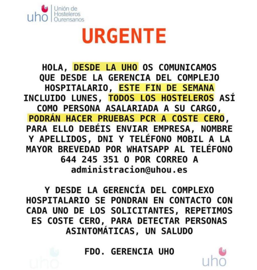 Nota de prensa de la UHO