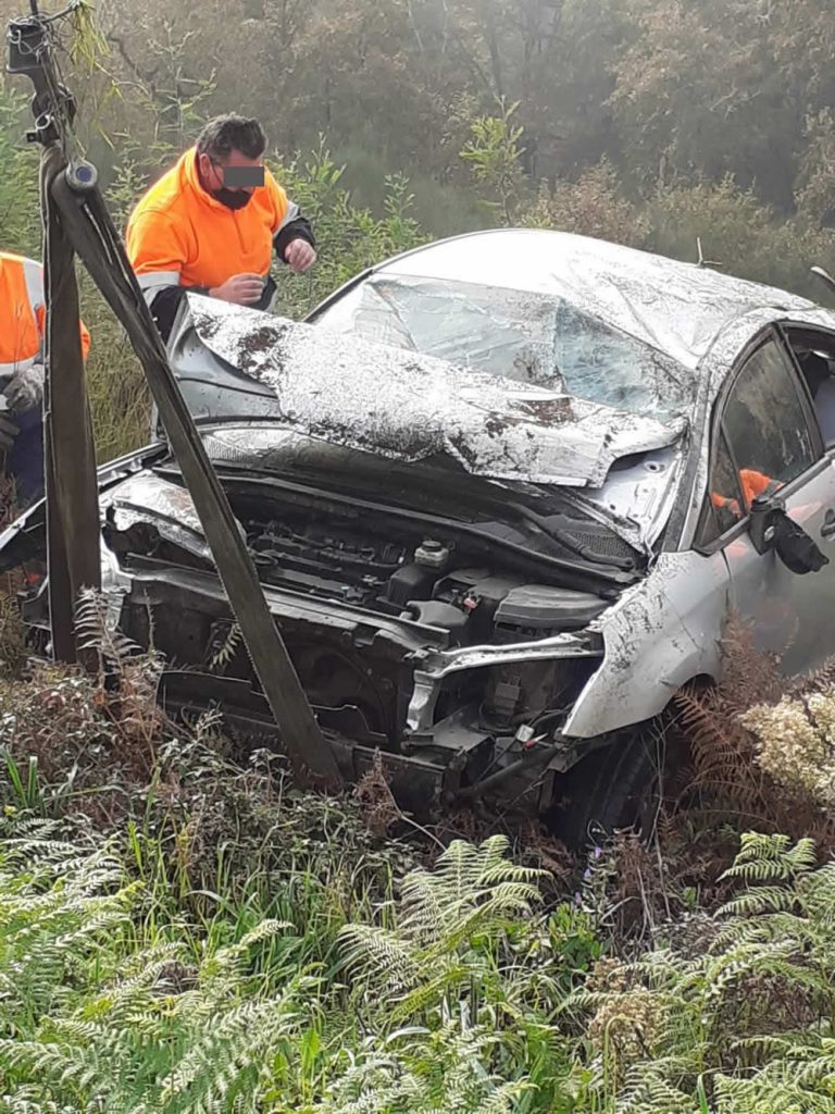 Delantera del coche accidentado