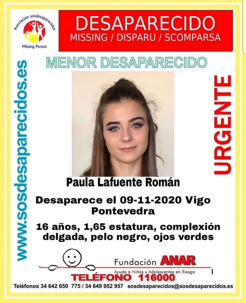 Se busca a una menor desaparecida en Vigo el 9 de noviembre 1 Paula Lafuente Román