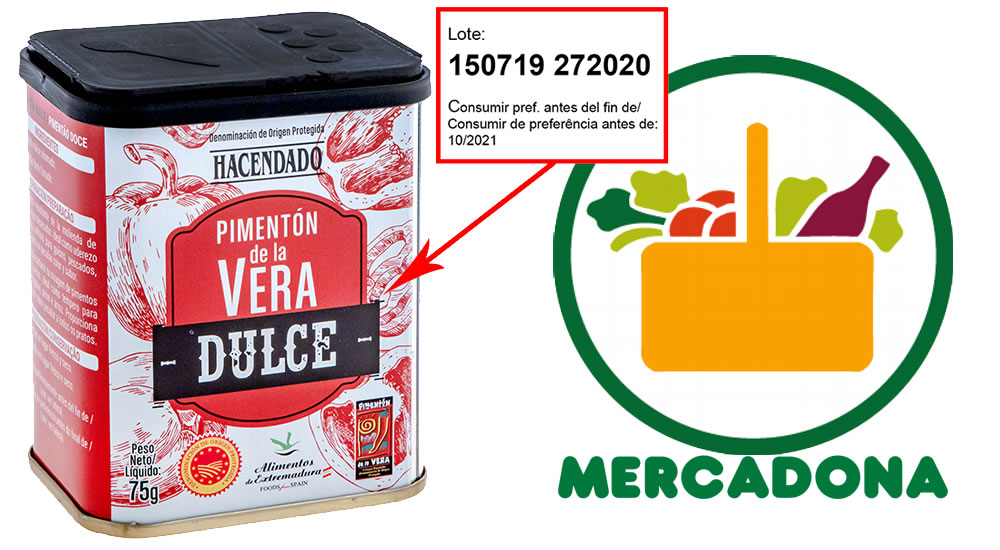 Mercadona retira un lote de pimentón de sus supermercados por salmonella 1 Pimentón de la Vera dulce de Hacendado