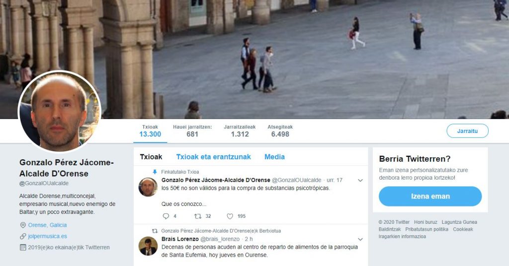 Suspenden varias cuentas fraudulentas en Twitter que simulaban ser de Gonzalo Pérez Jácome 1 Twitter fake del alcalde de Ourense