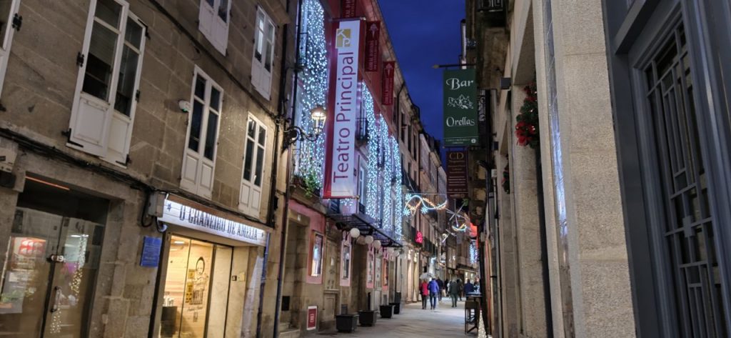 Rúa da Paz y sus luces de Navidad