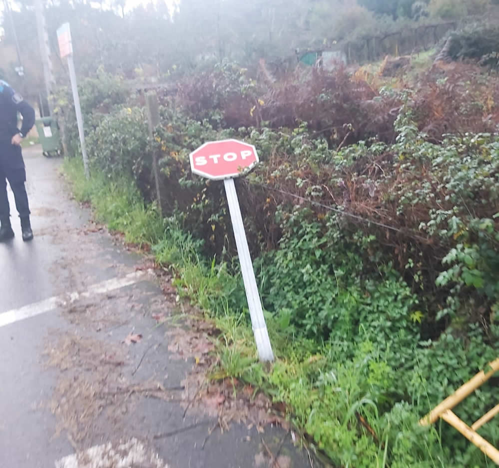 Señal de Stop derribada