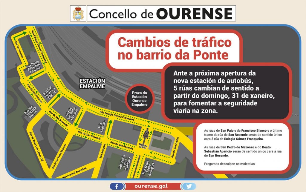 Cambio de sentido en cinco calles del barrio de A Ponte 1 Cambios de tráfico en A Ponte