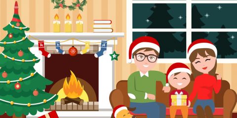 Escena familiar en Navidad