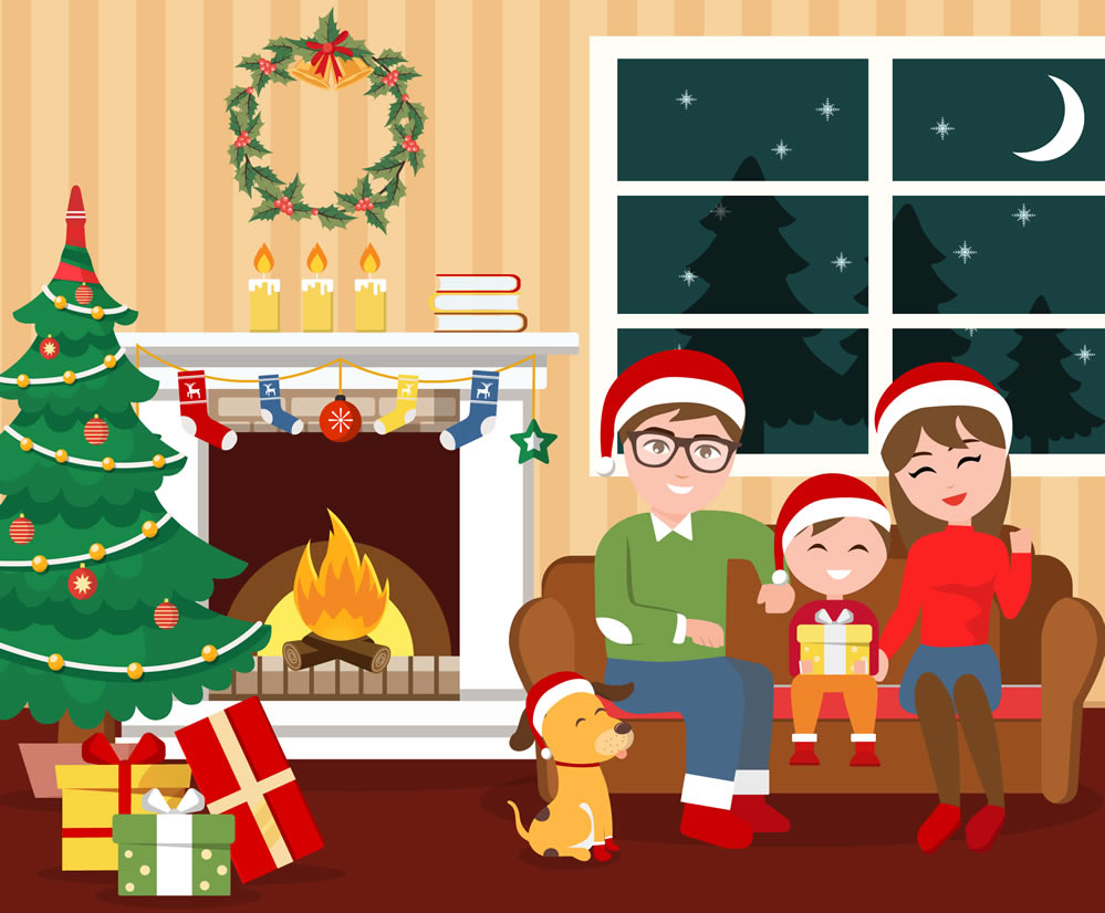 Escena familiar en Navidad