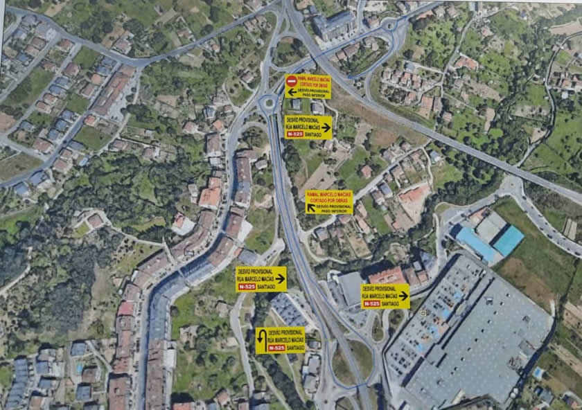 La rotonda de A Valenzá en dirección a Ourense cerrada a partir del martes 2 Cambio tráfico en A Valenzá