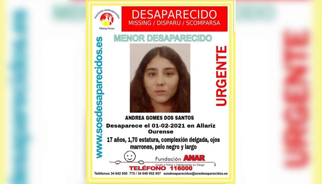Desaparecida en Allariz una joven de 17 años 1 Desaparecida Andrea Gomez