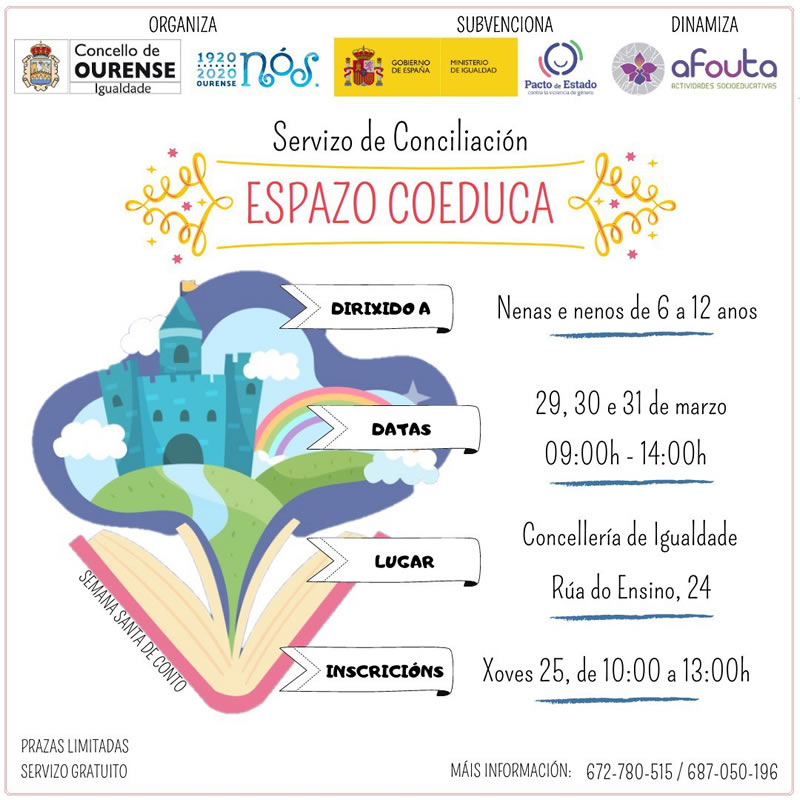 Plazo de inscripción para las actividades infantiles del Espazo Coeduca en Semana Santa 1 Espazo Educa