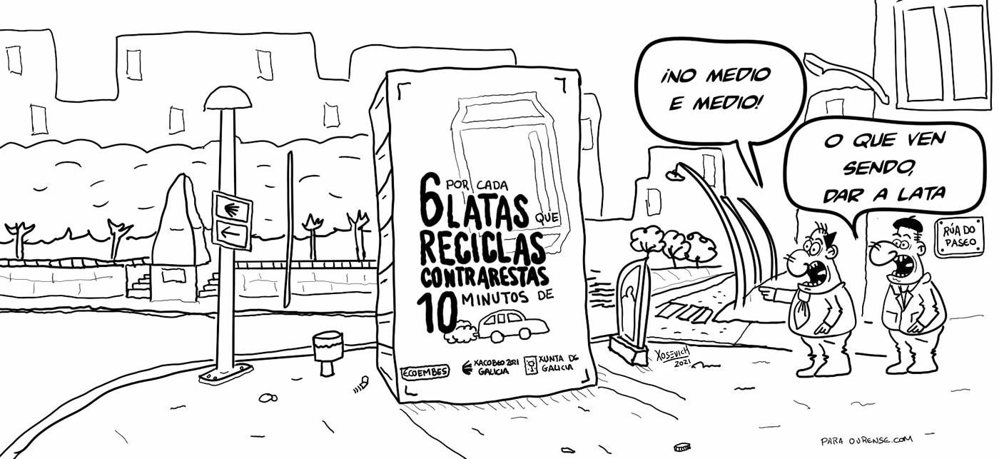 Un poco de humor con el contenedor publicitario que adorna estos días la zona del Parque de San Lázaro 1 Xosevich Contenedor Paseo Ourense