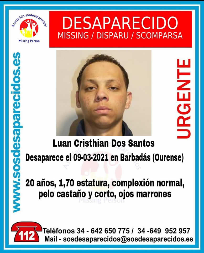 Se busca a un joven desaparecido en Barbadás 1 Luan Cristhian Dos Santos