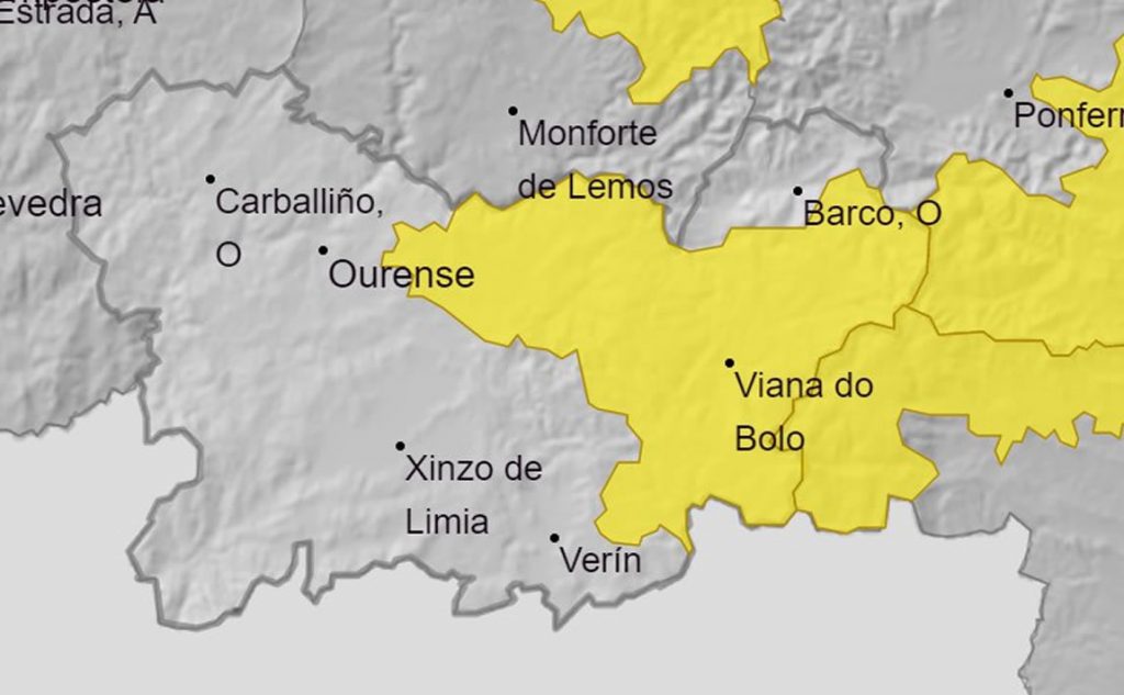 Alerta amarilla por tormentas y lluvias durante la tarde de hoy en zonas de Ourense 1 Mapa Temporal