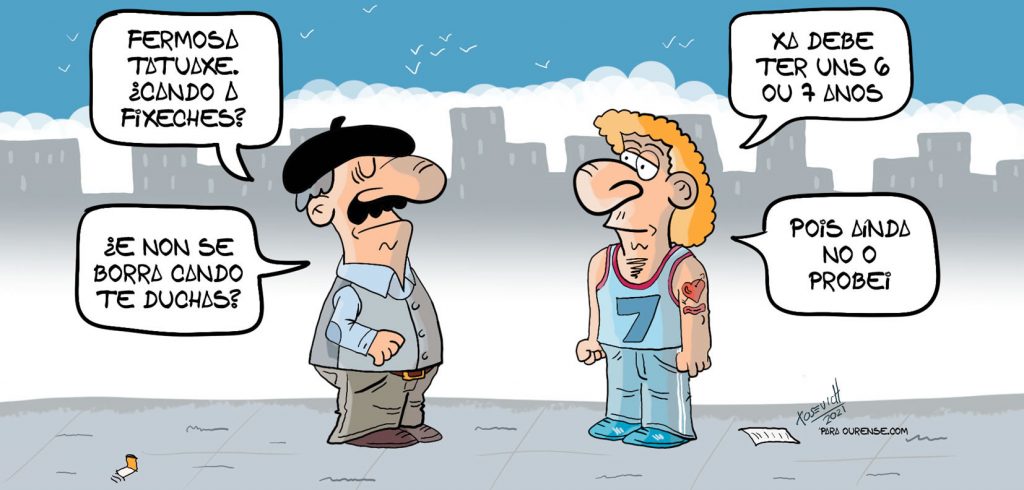 Paulino e as tatuaxes 1 Xosevich 2021 tatuaje y ducha humor