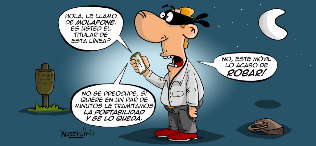 Llamada telefónica robar movil tramitar portabilidad humor chistes memes Xosevich 21