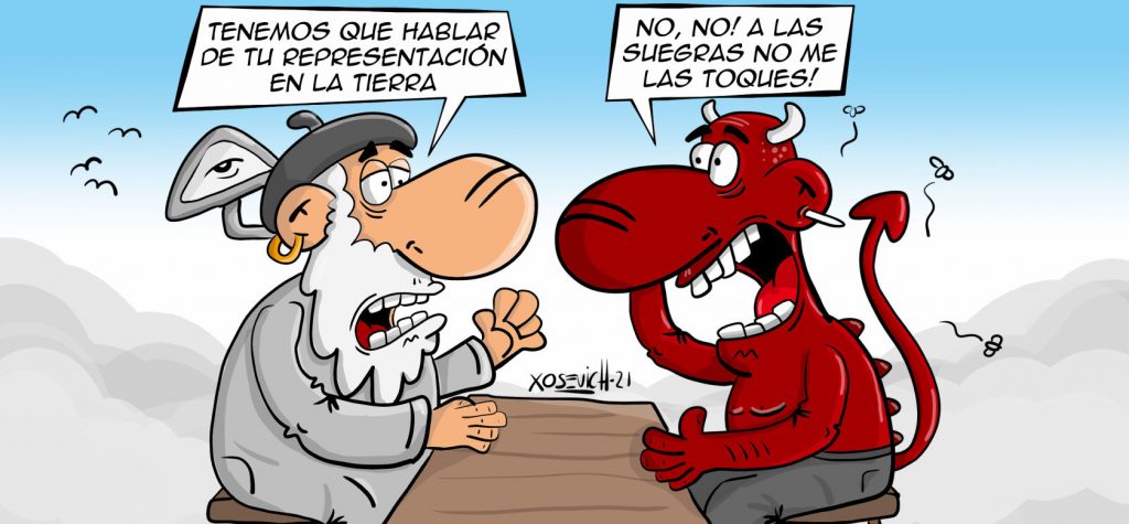 Dios tiene algo de que hablar con el Diablo 1 Chistes de suegras Dios y Demonio Humor Xosevich 21