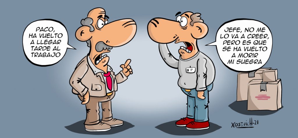 Paco llega tarde al trabajo por culpa de la suegra 1 Paco ha vuelto a llegar tarde al trabajo por suegra chistes humor Xosevich 21