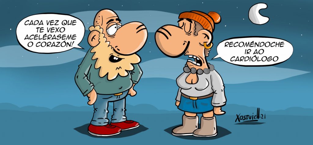 Se le acelera el corazón cada vez que la ve 1 chistes de enamorados corazon en galego humor Xosevich 21