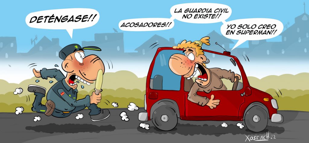 Una negacionista muy rara 1 Chiste de la guardia civil y la conductora negacionista humor risas Xosevich 22