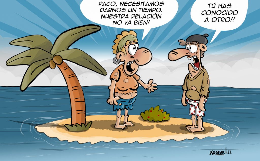 Su relación no va muy bien 1 chiste isla desierta pareja amor cuernos humor Xosevich 22