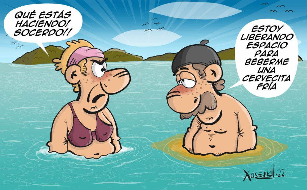 Chiste tarde de cerveza en la playa humor Xosevich 22
