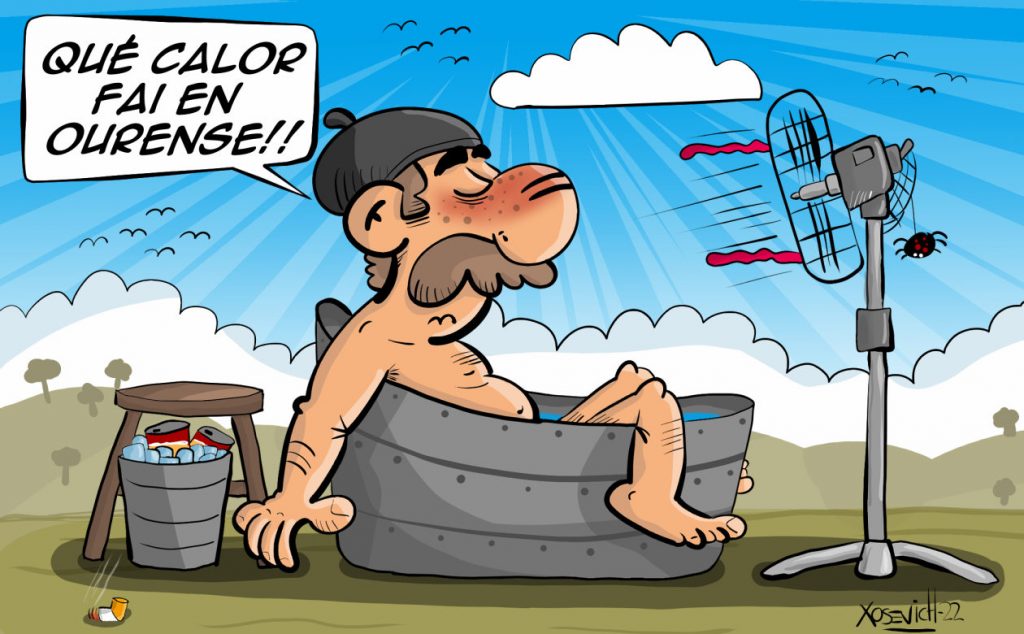 La AEMET emite alerta roja por altas temperaturas en la zona del Miño-Ourense para mañana 12 de julio 2 Calor en Ourense temperaturas altas humor Xosevich 22