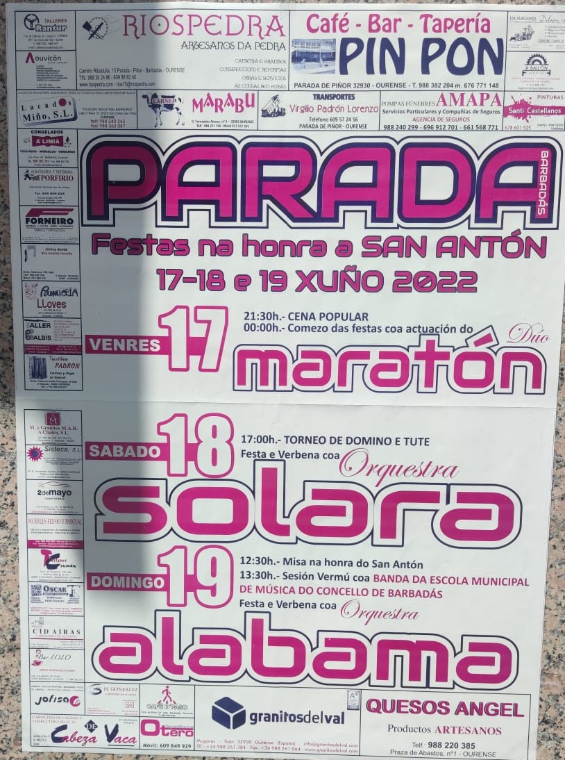 Programa de las Fiestas de Parada de Piñor 2022 2 Cartel Fiestas de Parada 2022
