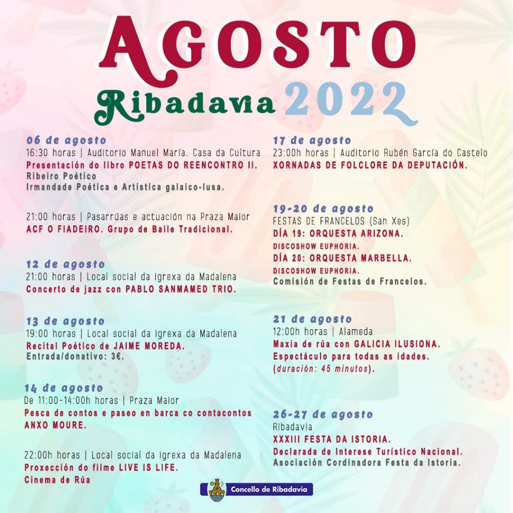 Agosto 2022 Ribadavia programa cultural