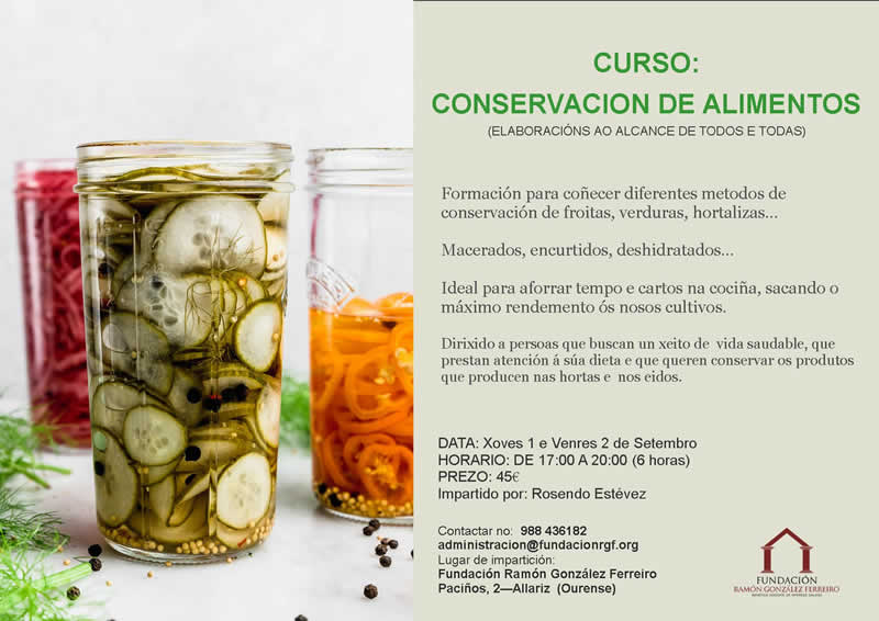 Curso de conservación de alimentos en Allariz
