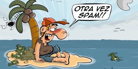 Naufrago recibe spam en su isla chistes gráficos humor Xosevich 23