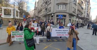 Manifestación de trabajadores de Textil Lonia