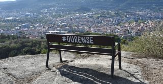 Vistas ciudad de Ourense desde Montealegre y banco
